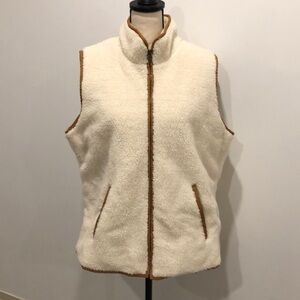 Old Navy Cream Shearling Vest Sherpa  Brown Trim Size XL EUC
